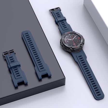 CaseOnn Amazfit T-Rex Pro Kordon Elite Flex Lüks Spor Silikon Kayış Lacivert