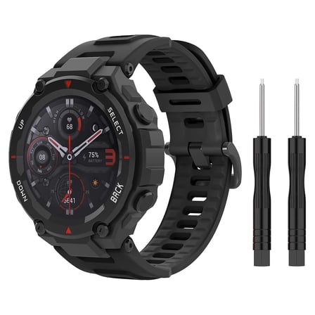 CaseOnn Amazfit T-Rex Pro Kordon Elite Flex Lüks Spor Silikon Kayış Siyah