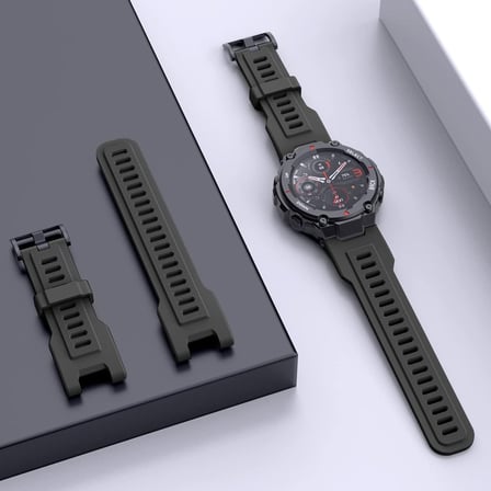 CaseOnn Amazfit T-Rex Pro Kordon Elite Flex Lüks Spor Silikon Kayış Siyah