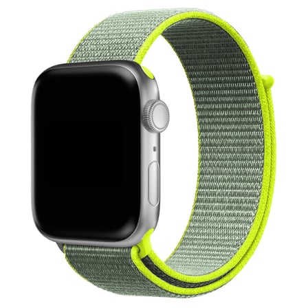 CaseOnn Apple Watch SE 44mm Kordon Hasır Kumaş Nylon Kayış Neon Yeşil