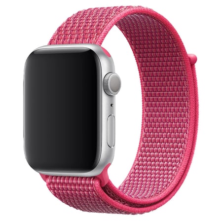 CaseOnn Apple Watch SE 44mm Kordon Hasır Kumaş Nylon Kayış Koyu Pembe