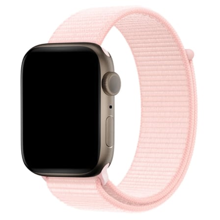 CaseOnn Apple Watch SE 2 44mm Kordon Hasır Kumaş Nylon Kayış Pudra