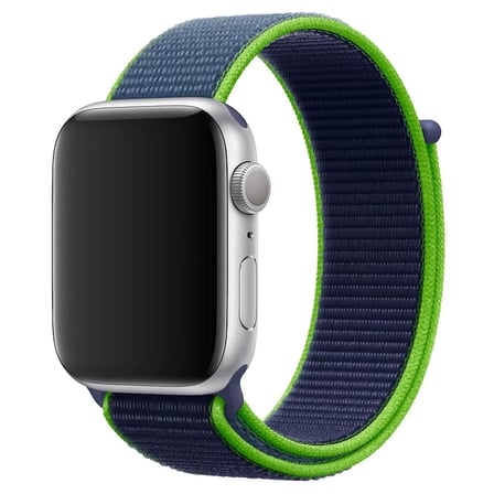 CaseOnn Apple Watch Series 8 41mm Kordon Hasır Kumaş Nylon Kayış Lacivert Yeşil