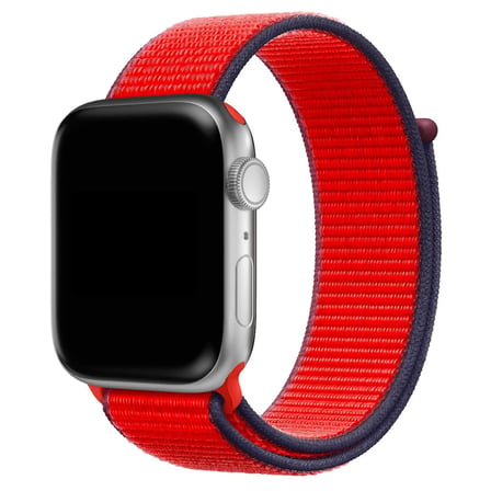 CaseOnn Apple Watch Series 8 45mm Kordon Hasır Kumaş Nylon Kayış Kırmızı Lacivert