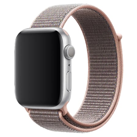 CaseOnn Apple Watch Series 11 42mm Kordon Hasır Kumaş Nylon Kayış Rose Pink