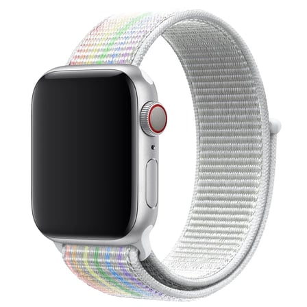 CaseOnn Apple Watch Series 11 46mm Kordon Hasır Kumaş Nylon Kayış Pride Beyaz