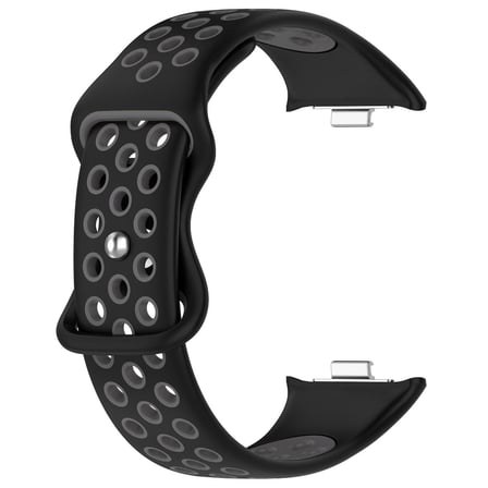 CaseOnn Xiaomi Redmi Watch 6 Active Kordon Çift Renkli Delikli Spor Silikon Kayış Siyah Gri