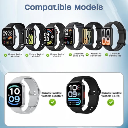 CaseOnn Xiaomi Redmi Watch 6 Active Kordon Çift Renkli Delikli Spor Silikon Kayış Siyah Gri