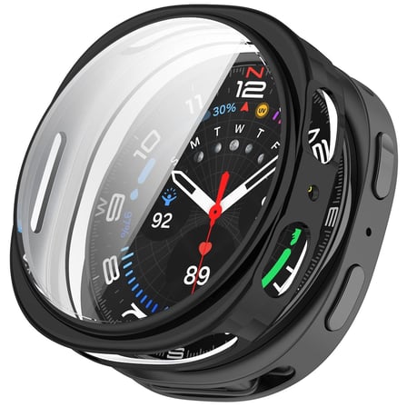 CaseOnn Samsung Galaxy Watch 8 44mm Kılıf Ekran Korumalı 360 Tam Koruma Siyah