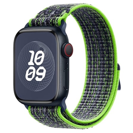 CaseOnn Apple Watch SE 44mm Kordon Dikişli Spor Cırtlı Kumaş Kayış Yeşil Lacivert
