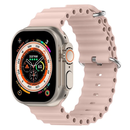 CaseOnn Apple Watch SE 44mm Kordon Suya Dayanıklı Okyanus Silikon Kayış Pudra