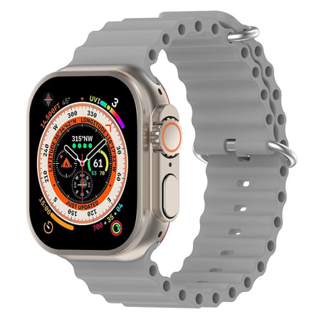CaseOnn Apple Watch SE 44mm Kordon Suya Dayanıklı Okyanus Silikon Kayış Gri