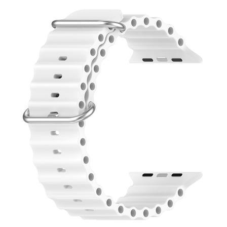 CaseOnn Apple Watch SE 44mm Kordon Suya Dayanıklı Okyanus Silikon Kayış Beyaz