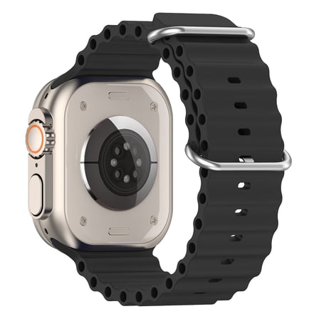 CaseOnn Apple Watch Series 7 41mm Kordon Suya Dayanıklı Okyanus Silikon Kayış Siyah