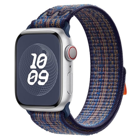 CaseOnn Apple Watch Series 7 45mm Kordon Dikişli Spor Cırtlı Kumaş Kayış Lacivert