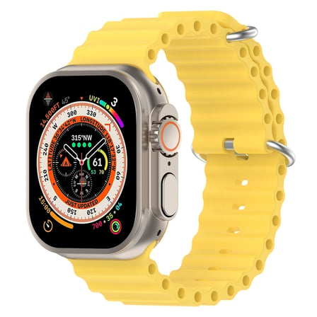 CaseOnn Apple Watch SE 2 44mm Kordon Suya Dayanıklı Okyanus Silikon Kayış Sarı