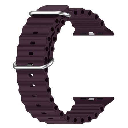 CaseOnn Apple Watch SE 2 44mm Kordon Suya Dayanıklı Okyanus Silikon Kayış Koyu Mürdüm