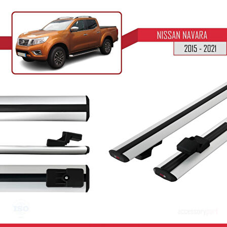 Nissan Navara 4 (D23) 2015-2021 Arası ile Uyumlu BASIC Model Ara Atkı Tavan Barı Gri 2 Adet