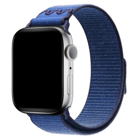 CaseOnn Apple Watch Series 9 45mm Kordon Dikişli Spor Cırtlı Kumaş Kayış Mavi