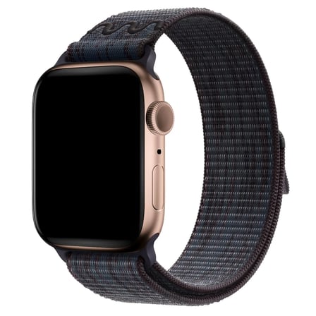 CaseOnn Apple Watch Series 9 45mm Kordon Dikişli Spor Cırtlı Kumaş Kayış Koyu Kahverengi