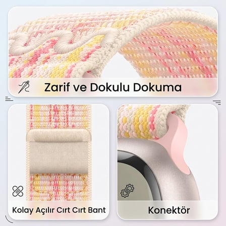 CaseOnn Apple Watch Series 9 45mm Kordon Dikişli Spor Cırtlı Kumaş Kayış Kırmızı Lacivert