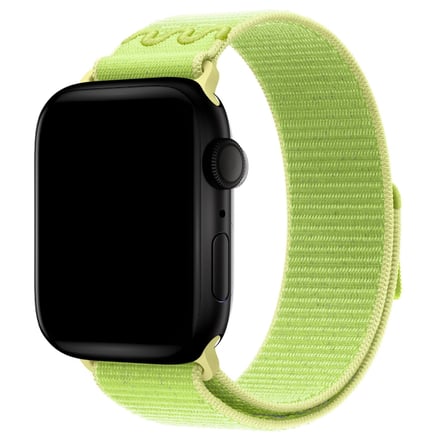 CaseOnn Apple Watch Series 9 45mm Kordon Dikişli Spor Cırtlı Kumaş Kayış Neon Yeşil