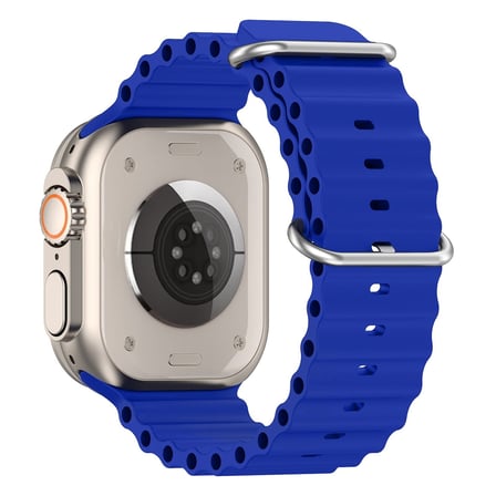 CaseOnn Apple Watch Series 9 45mm Kordon Suya Dayanıklı Okyanus Silikon Kayış Saks Mavi