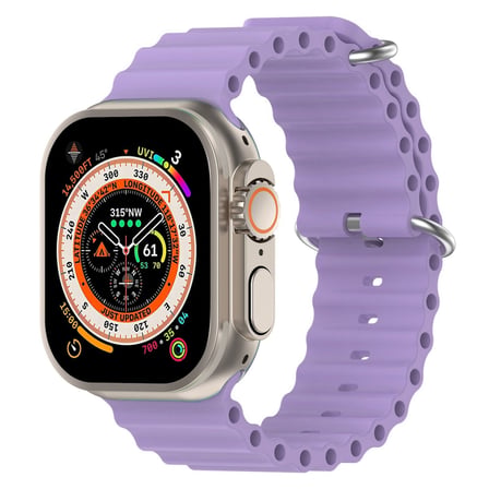 CaseOnn Apple Watch Series 10 42mm Kordon Suya Dayanıklı Okyanus Silikon Kayış Lila