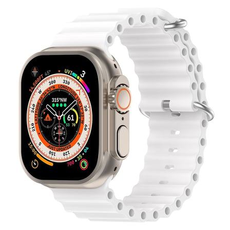 CaseOnn Apple Watch Series 10 46mm Kordon Suya Dayanıklı Okyanus Silikon Kayış Beyaz