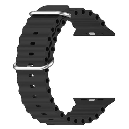 CaseOnn Apple Watch Series 10 46mm Kordon Suya Dayanıklı Okyanus Silikon Kayış Siyah