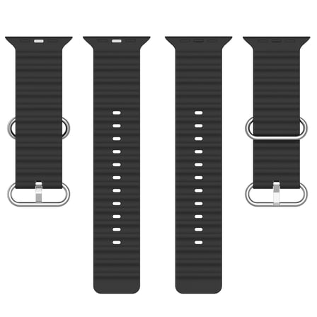 CaseOnn Apple Watch Series 10 46mm Kordon Suya Dayanıklı Okyanus Silikon Kayış Siyah