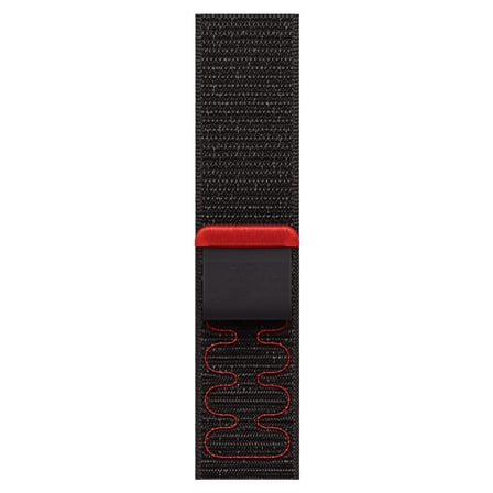 CaseOnn Apple Watch SE 3 44mm Kordon Dikişli Spor Cırtlı Kumaş Kayış Siyah Kırmızı