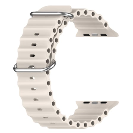 CaseOnn Apple Watch Series 11 42mm Kordon Suya Dayanıklı Okyanus Silikon Kayış Bej