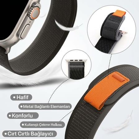 CaseOnn Apple Watch Series 11 46mm Kordon Arazi Tipi Patika Kumaş Kayış Bej