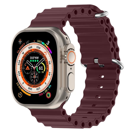 CaseOnn Apple Watch Series 11 46mm Kordon Suya Dayanıklı Okyanus Silikon Kayış Bordo
