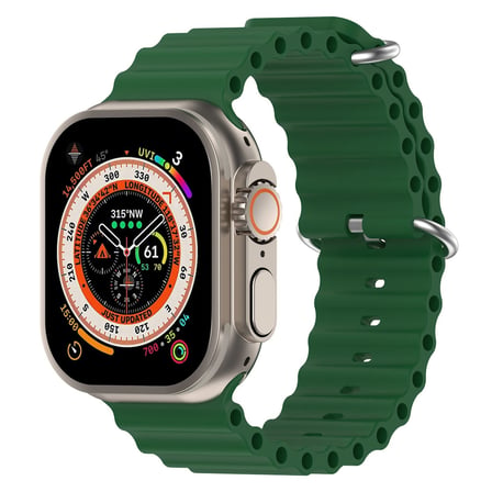 CaseOnn Apple Watch Ultra 3 49mm Kordon Suya Dayanıklı Okyanus Silikon Kayış Koyu Yeşil