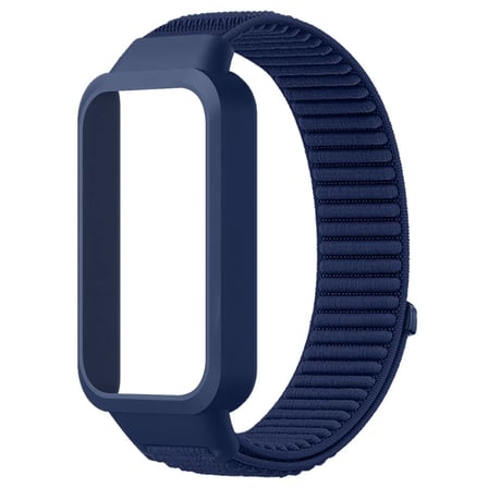 CaseOnn Xiaomi Smart Band 9 Active Kordon Cırtlı Dokuma Kumaş Kayış Lacivert