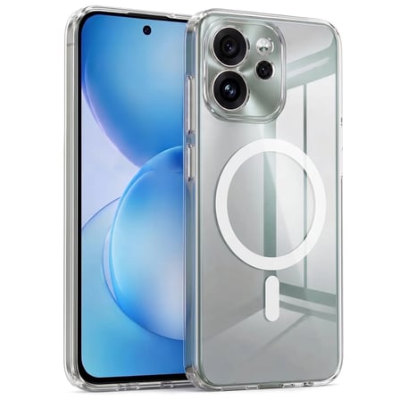 CaseOnn Oppo Reno15 F 5G Kılıf MagSafe Özellikli Sararmaz Kristal Sert Kapak Şeffaf