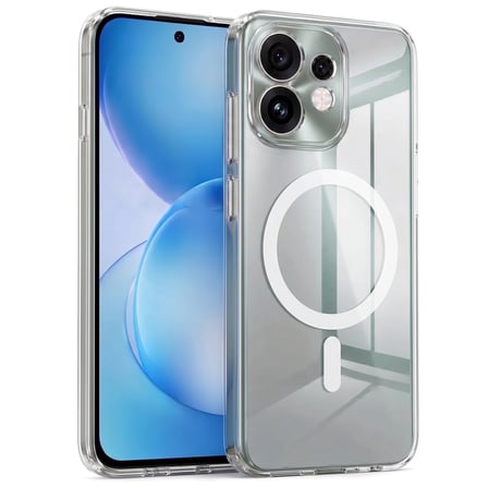 CaseOnn Oppo Reno16 5G Kılıf MagSafe Özellikli Sararmaz Kristal Sert Kapak Şeffaf