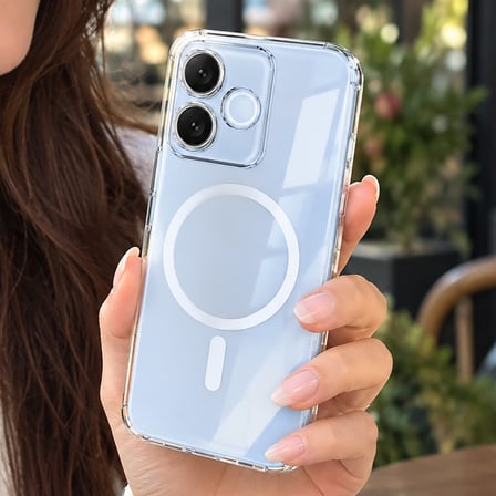 CaseOnn Honor 600 Lite 5G Kılıf MagSafe Özellikli Sararmaz Kristal Sert Kapak Şeffaf
