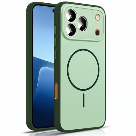 CaseOnn Honor 600 Pro 5G Kılıf Metal Tuşlu Halka Desenli Silikon Kapak Yeşil