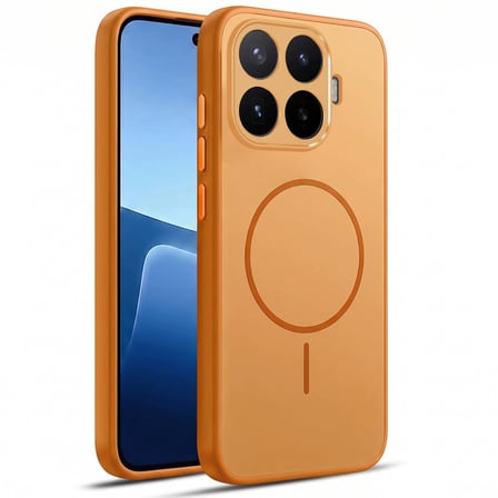 CaseOnn Xiaomi 17T Kılıf Metal Tuşlu Halka Desenli Silikon Kapak Turuncu