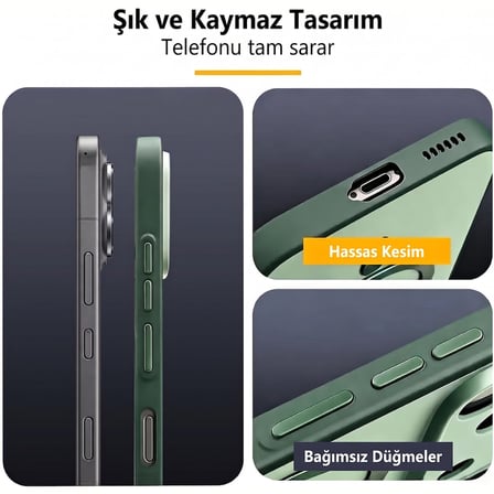 CaseOnn Xiaomi 17T Pro Kılıf Metal Tuşlu Halka Desenli Silikon Kapak Turuncu