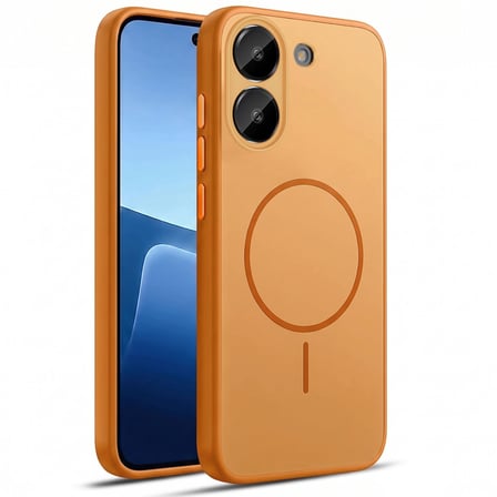 CaseOnn Xiaomi Redmi Turbo 5 Kılıf Metal Tuşlu Halka Desenli Silikon Kapak Turuncu