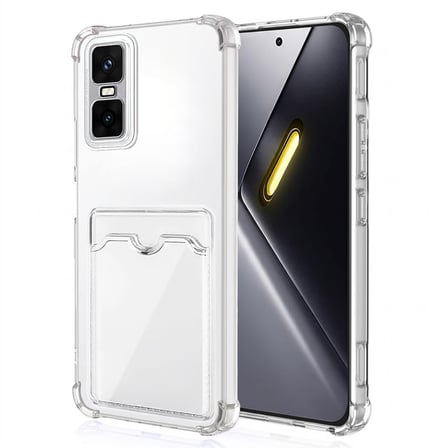 CaseOnn Infinix GT 30 Pro Kılıf Airbag Kristal Kartlık Bölmeli Silikon Kapak Şeffaf
