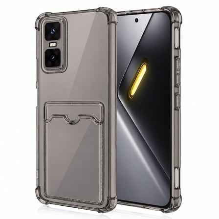 CaseOnn Infinix GT 30 Pro Kılıf Airbag Kristal Kartlık Bölmeli Silikon Kapak Füme