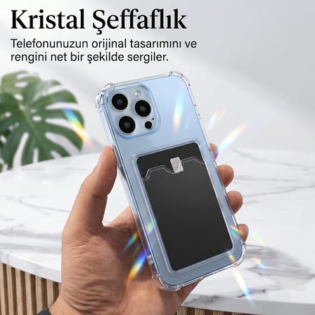 CaseOnn Infinix GT 30 Kılıf Airbag Kristal Kartlık Bölmeli Silikon Kapak Füme
