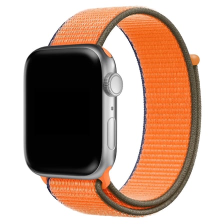 CaseOnn Apple Watch Series 12 42mm Kordon Hasır Kumaş Nylon Kayış Turuncu Yeşil