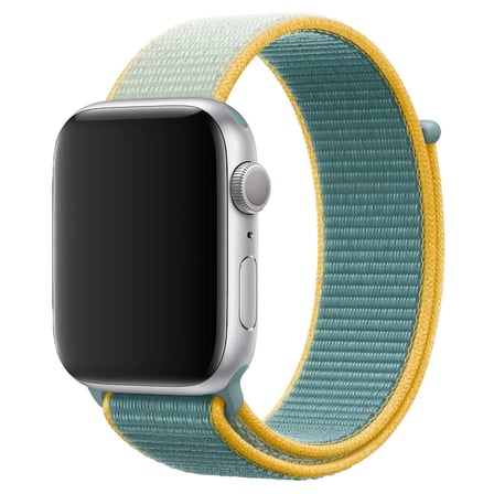 CaseOnn Apple Watch Series 12 46mm Kordon Hasır Kumaş Nylon Kayış Yeşil Sarı