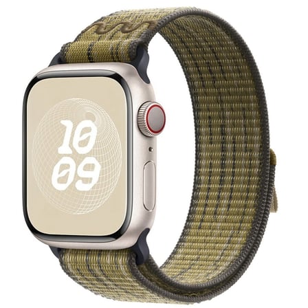CaseOnn Apple Watch Series 12 46mm Kordon Dikişli Spor Cırtlı Kumaş Kayış Haki
